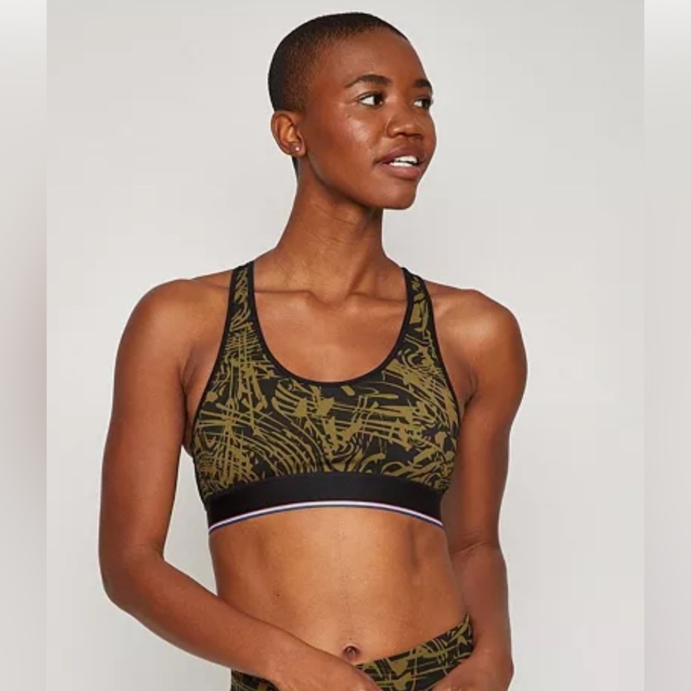 Women’s FOURLAPS Circuit Bra Avocado/ Tuxedo Topo Swirl, Size Medium, NWT